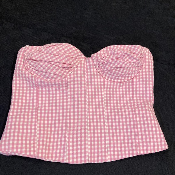 Zara pink gingham Bustier Corset size S - Picture 1 of 7